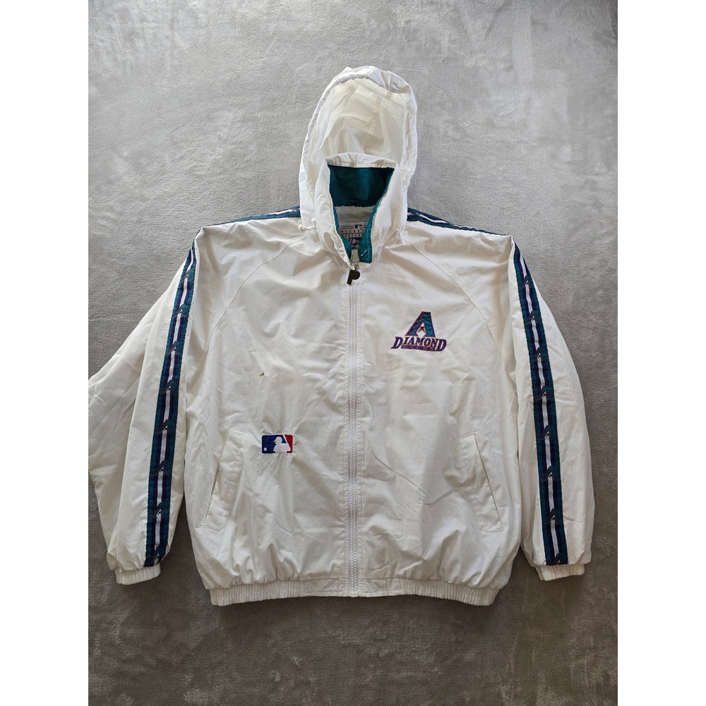 Vintage Arizona Diamondbacks Jacket Mens L White Pro Player Full Zip *Read